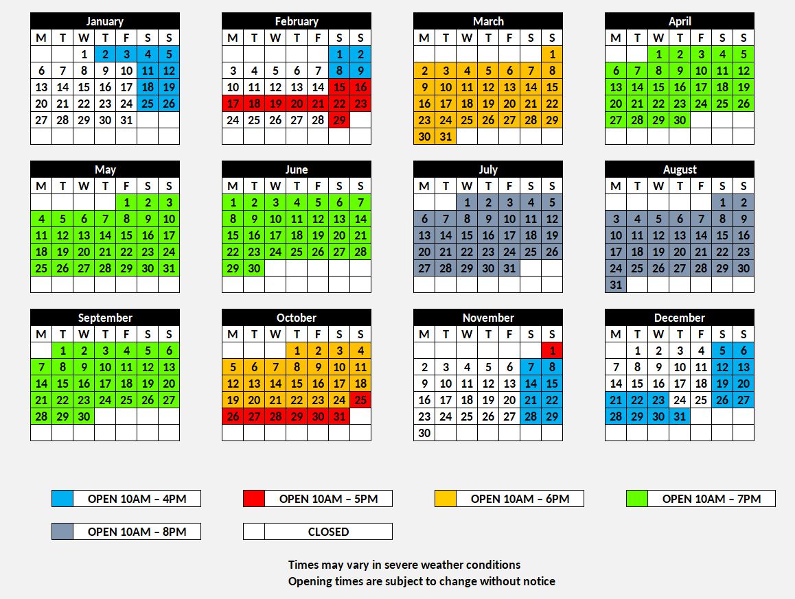 Opening days and times